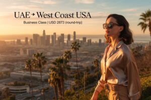 in Business Class from United Arab Emirates to West Coast USA