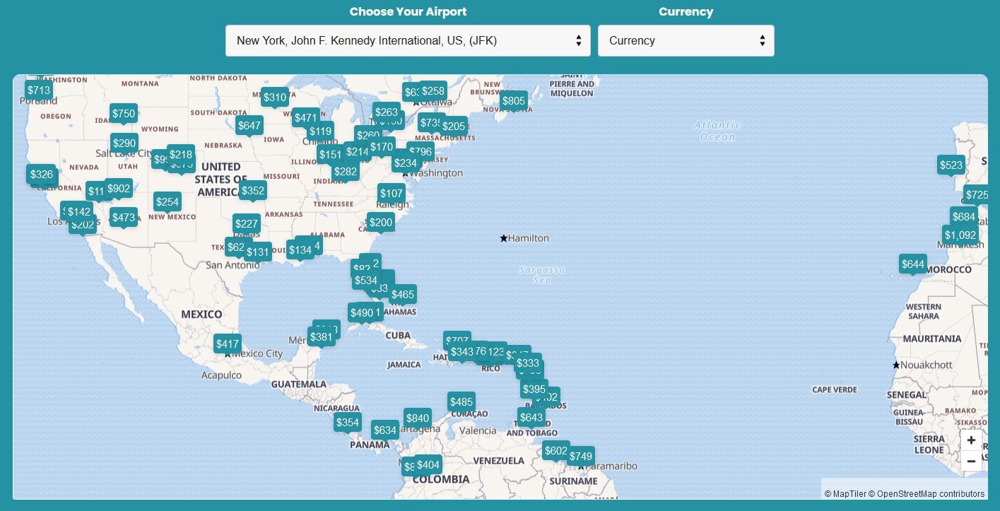 Interactive flight deal maps